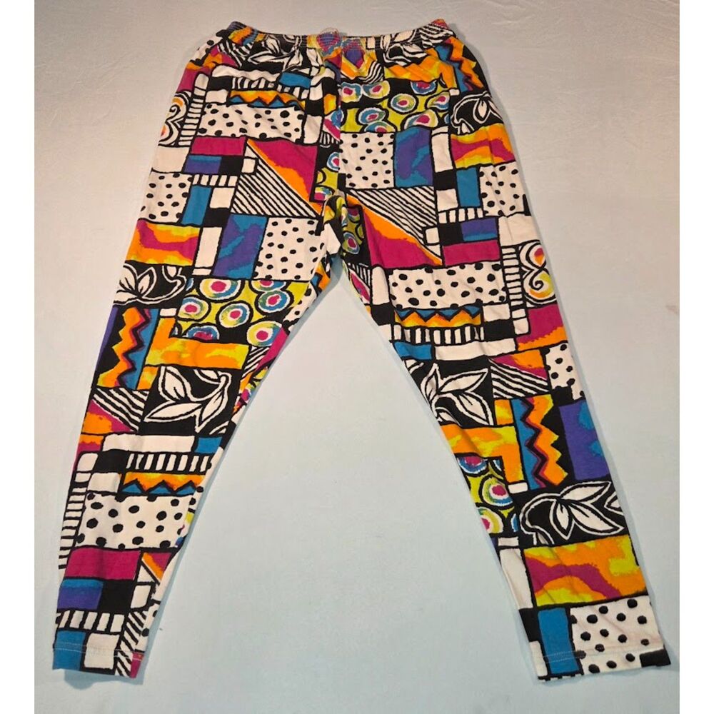 Crazy Horse Colorful Patchwork Print Leggings USA Women’s Large